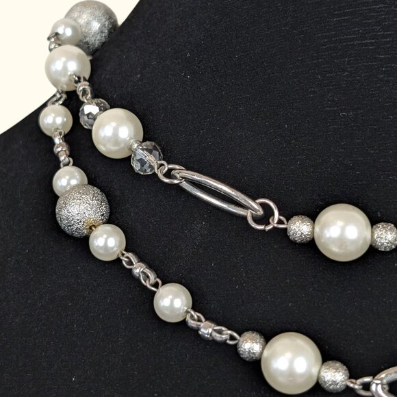 NY Collection Long Faux Pearl & Crystal Accent Necklace - Picture 2 of 5